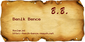 Benik Bence névjegykártya